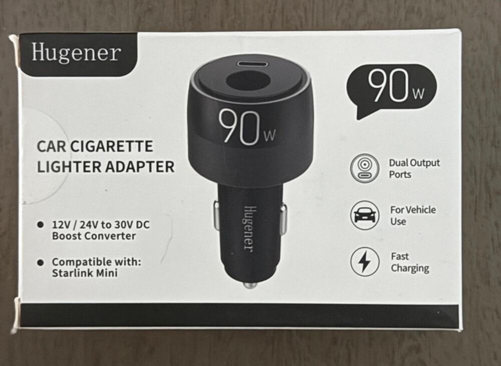 Adapter 60W for Starlink Mini 12V–30V Step‑Up Converter with USB‑C 27W NEW